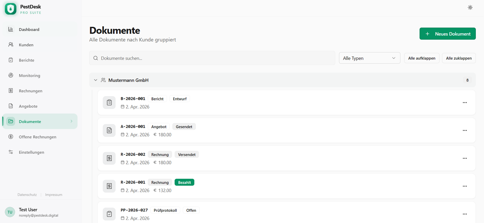 PestDesk Angebote und Rechnungen mit korrekter österreichischer USt.