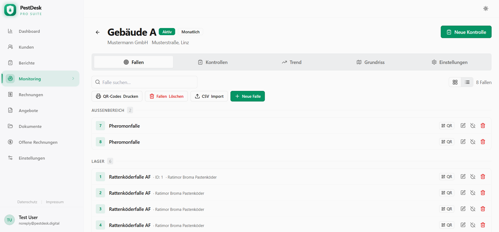 PestDesk HACCP Fallen-Monitoring – digitale Fallenpläne mit Grundriss